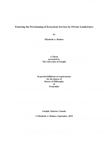 Fostering the Provisioning of Ecosystem Services by Private Landowners