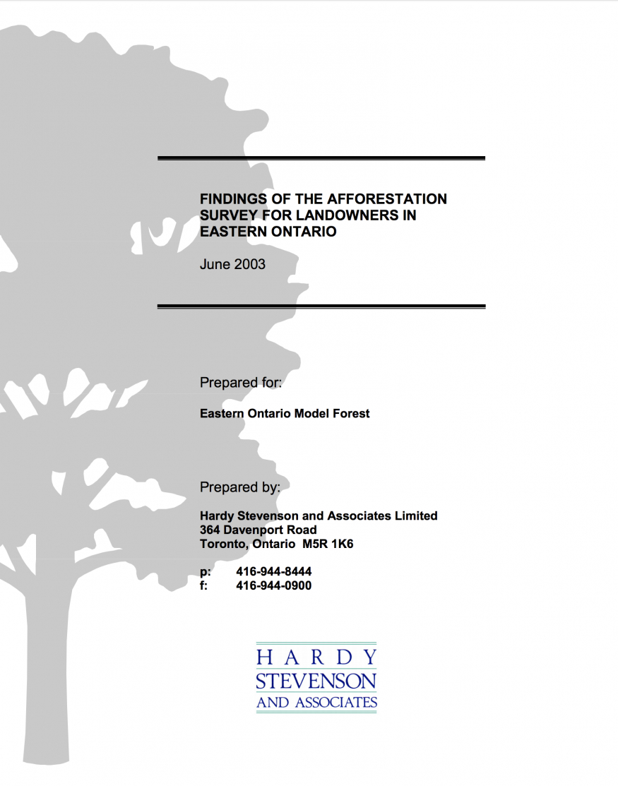 Findings of the Afforestation Survey of Landowners in Eastern Ontario